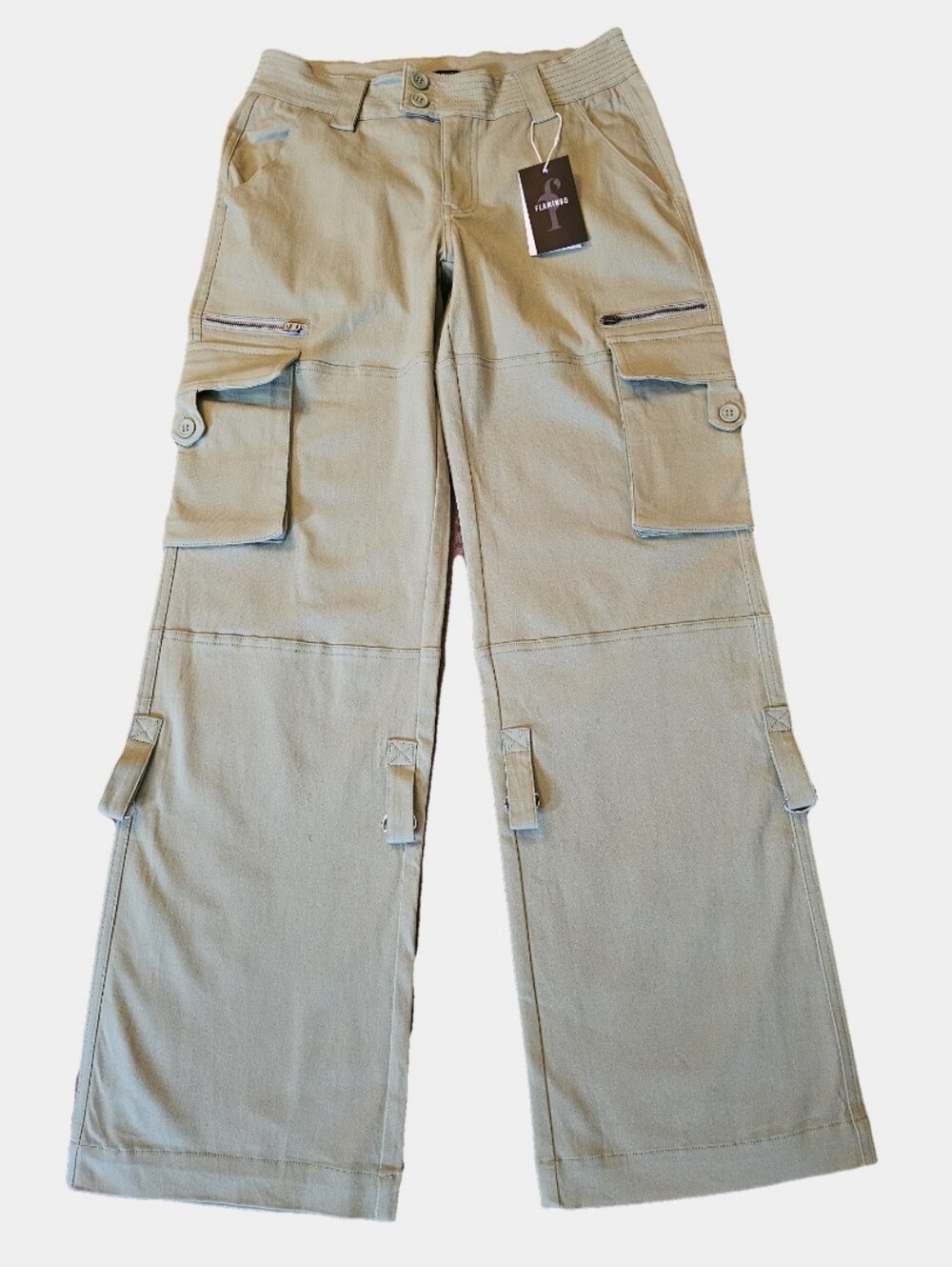 Wide Leg Cargo Pants in Khaki - Unbranded